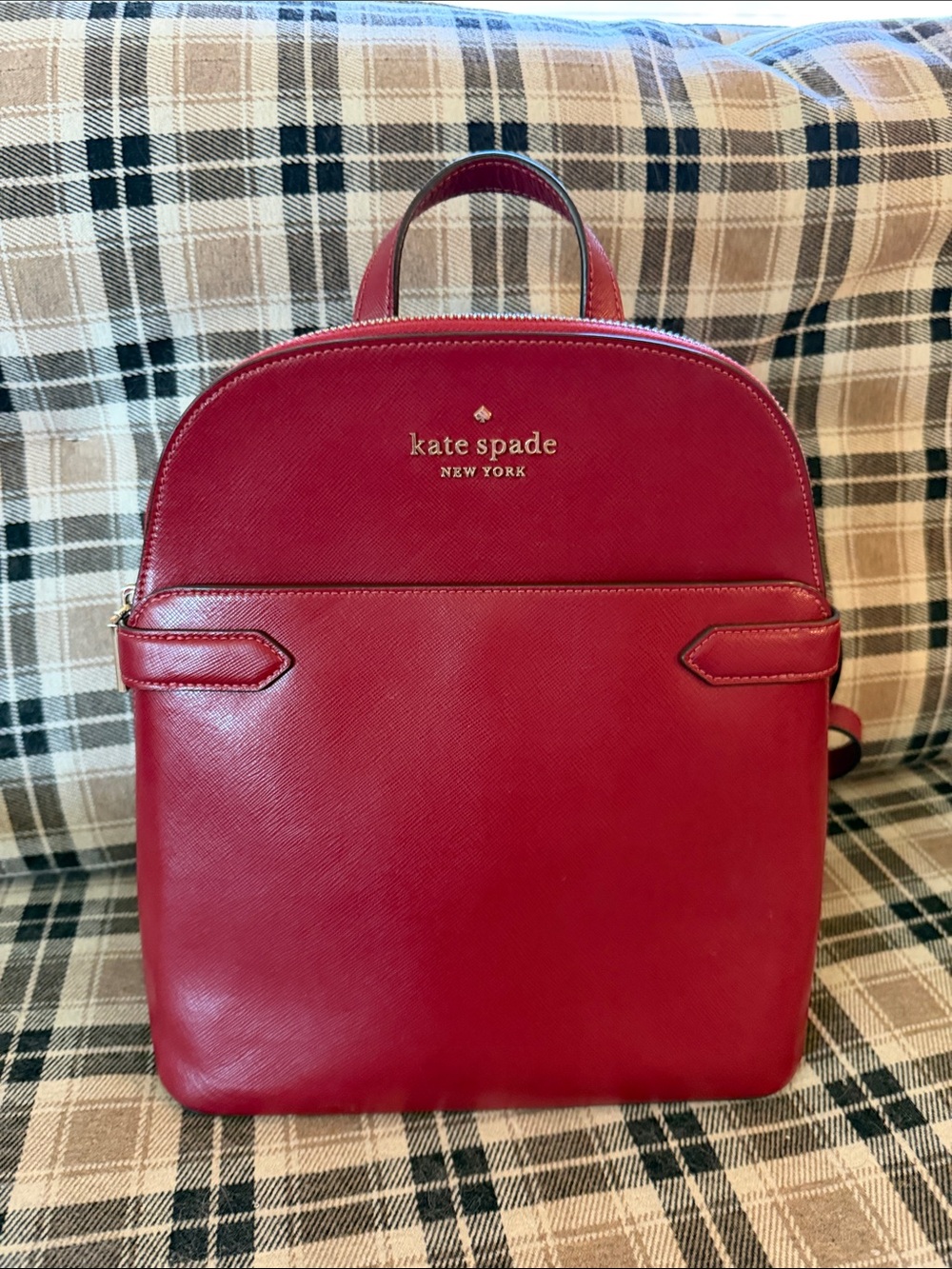 kate spade red saffiano leather backpack